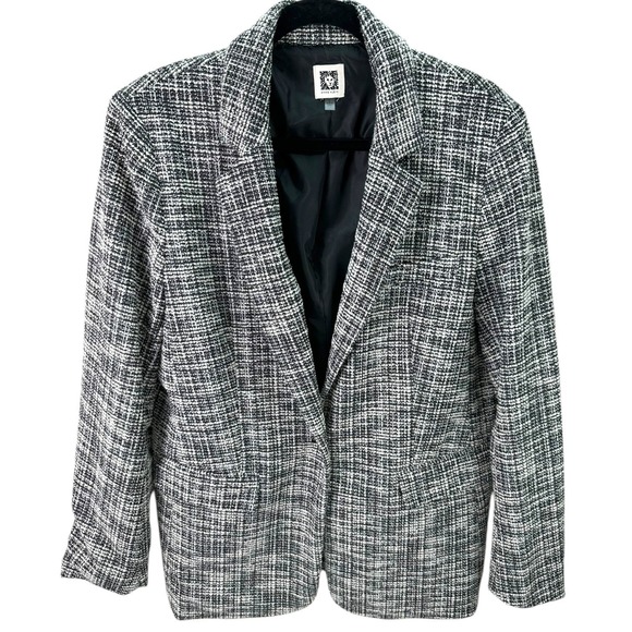 Anne Klein Jackets & Blazers - Anne Klein Women's Blazer Jacket Black White Tweed Single Button Size L
